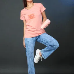 DressBerry Women Peach Cotton Tshirts-image-98