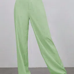 BAESD Women Colourblocked Relaxed Straight Leg High-Rise Non Iron Trousers-image-41