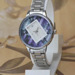 VIRAKTI Women Brass Dial & Stainless Steel Bracelet Style Straps Analogue Watch G-91-PURPLE STEEL-picture-36