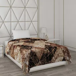 Monte Carlo Brown & Beige Printed Mild Winter 550 GSM Single Bed Blanket-picture-31