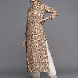 KSUT Geometric Printed Mandarin Collar Straight Kurta image 3