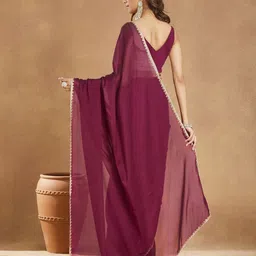 LOROFY Embellished Beads and Stones Pure Silk Chanderi Saree image 5