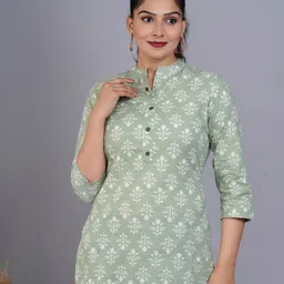 TANISHA Print Mandarin Collar Longline Top image 1