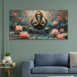 nestroots Green & Pink 1 Piece Canvas Religious Wall Paintings-image-14