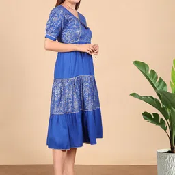 True Shape Women Printed Jacquard Fit & Flare Midi Dress image 4