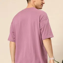 PockMAN Men Round Neck Drop-Shoulder Sleeves Oversized Cotton T-shirt image 3