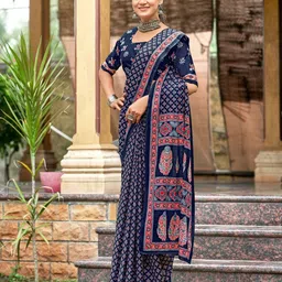 LAKHANI COTTONS Ethnic Motifs Pure Cotton Bagru Saree image 2