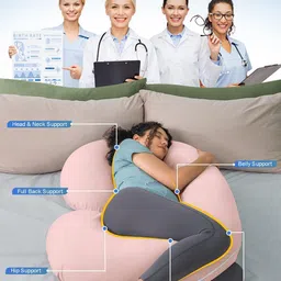 foodie puppies Polyester Fibre Pregnancy Pillow Pack of 1 Nature C Shape Maternity Sleeping Long Pillow for Pregnant Lady Full Body Support image 2