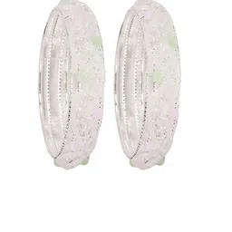 NMII  Pack Of 2 Silver-Plated Peral-Studded Bangles image 3