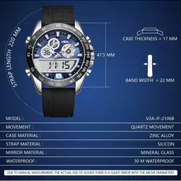 V2A Men Printed Dial & Stainless Steel Straps Analogue Watch V2A-JF-2106B-Blk-Blu image 3