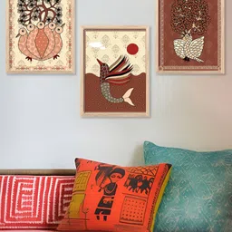 Kotart Brown & Beige 3 Piece Wooden Abstract Wall Paintings-picture-19