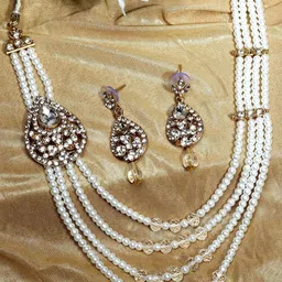 Anouk White Gold-Plated Artificial Stones Studded And Beaded Jewellery Set-picture-21