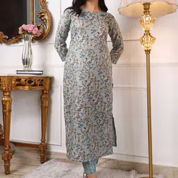 VIVARAA FASHION Women Floral Printed Regular Kurti with Trousers-picture-38