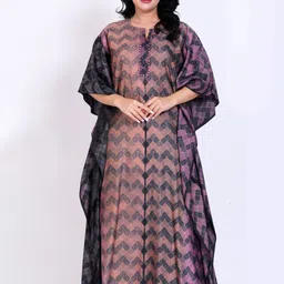 SILK N STYLES Printed Round Neck Kaftan Night Dress-picture-15