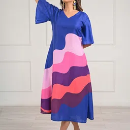 aaRVee STUDIO Colourblocked Flutter Sleeve A-Line Midi Dress-picture-12