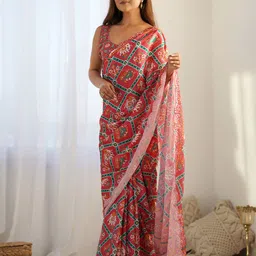 DWIZA ENTERPRISE Ethnic Motifs Print Mirror Work Saree-image-67