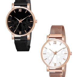 CSAMON Women Pack Of 2 Dial & Bracelet Style Straps Analogue Watch C36RG BLK WH RG M R1-picture-31