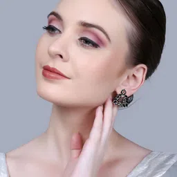 PUJVI Artificial Stone Studded Contemporary Studs image 2