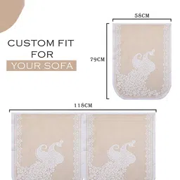 Kuber Industries Cream-Coloured & White 6 Pieces Printed 3-Seater Cotton Sofa Covers image 3