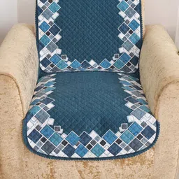 BELLA TRUE Blue & White 6 Pieces Printed 5 Seater Sofa Covers image 3