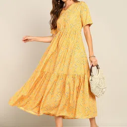 DressBerry Women Ethnic Motifs Printed Fit & Flare Maxi Dress-image-81