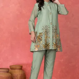 SACRED SUTA Printed Mandarian Collar Tunic With Trousers Co-Ords Set-picture-24