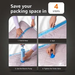 infidus Combo Vacuum Storage Bags - Space Saver Compression Bag with 1 Hand Pump Travel Storage Vacuum Bags image 2