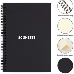 labuk 2pcs Blank Journal Notebook Unlined Spiral Notebook, A5 Soft Cover Sketch Book A5 Notebook Blank 100 Pages image 2