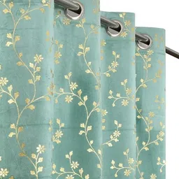 GEET CREATIONS Blue Set of 2 Floral Long Door Curtain-picture-30