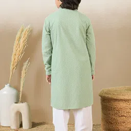 YK Boys Ethnic Motifs Embroidered Regular Chikankari Kurta with Patiala image 5