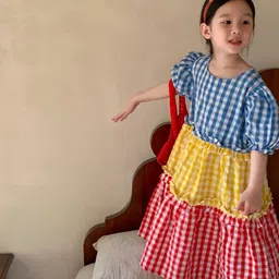 LULU & SKY Checked A-Line Maxi Dress image 5