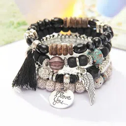 DressBerry Set Of 4 Artificial Beaded Charm Bracelet-picture-17