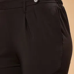 hazelglow Women Cotton Straight Leg Pleated Trousers image 3