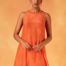 SAUNDH Alora Solid Round Neck Embellished Sleeveless Tunic image 2