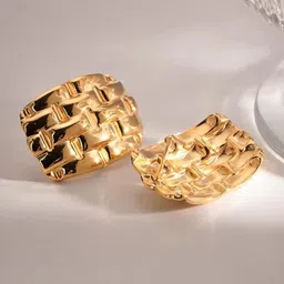 KRENOZ Gold Plated Texture Geometric Shaped Studs image 4