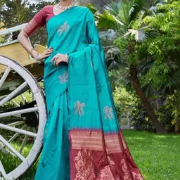Anouk Woven Design Zari Silk Blend Handloom Banarasi Saree-picture-19
