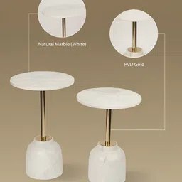 Qdore Home White Marble & Metal Round Bedside Table-picture-21
