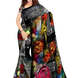 SHIVAM FABRICS Floral Poly Georgette Saree image 1