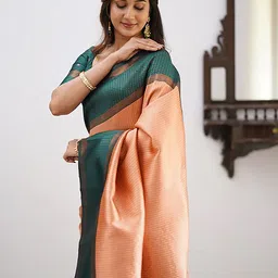 bigben textile Woven Design Zari Silk Blend Banarasi Saree image 2