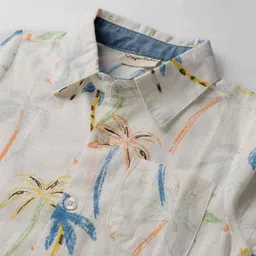 CrayonFlakes Boys Palms Printed Short Sleeves Shirt With Trouser image 3