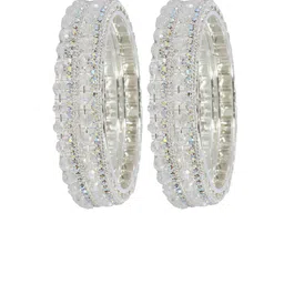 ZULKA Set Of 4 Silver-Plated American Diamond-Studded Bangle image 3