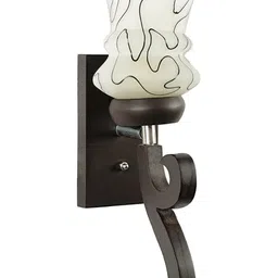 1ST TIME Black & Brown Printed Wood Abstract Shaped Shaped Wall Lamp-picture-16