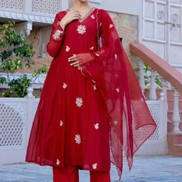 URMIR FASHION Women Embroidered Empire Thread Work Kurta with Trousers & With Dupatta-picture-1