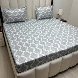Pure Decor Blue & White Ethnic Motifs 250 TC Queen Bedsheet with 2 Pillow Covers-picture-19