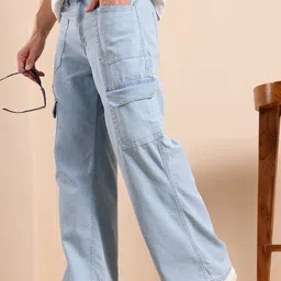 Mast & Harbour Men Straight Fit Zip Detail Stretchable Jeans-picture-31