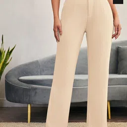 BAESD Women Pack of 2 Relaxed Straight Leg High-Rise Non Iron Trousers-picture-34