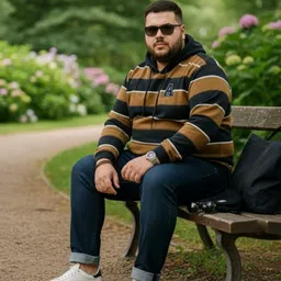 AUSTIVO Men Striped Hooded Sweatshirt image 3