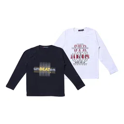 NeuVin Pack Of 2 Kids Graphic Printed Round Neck Long Sleeves Regular Fit Casual T-Shirts-image-48