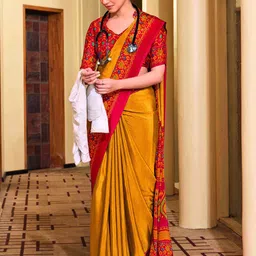 KCPC BANDHANI Solid Saree with Blouse Piece image 3