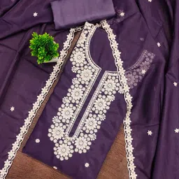 Panzora Floral Embroidered Unstitched Dress Material-picture-10